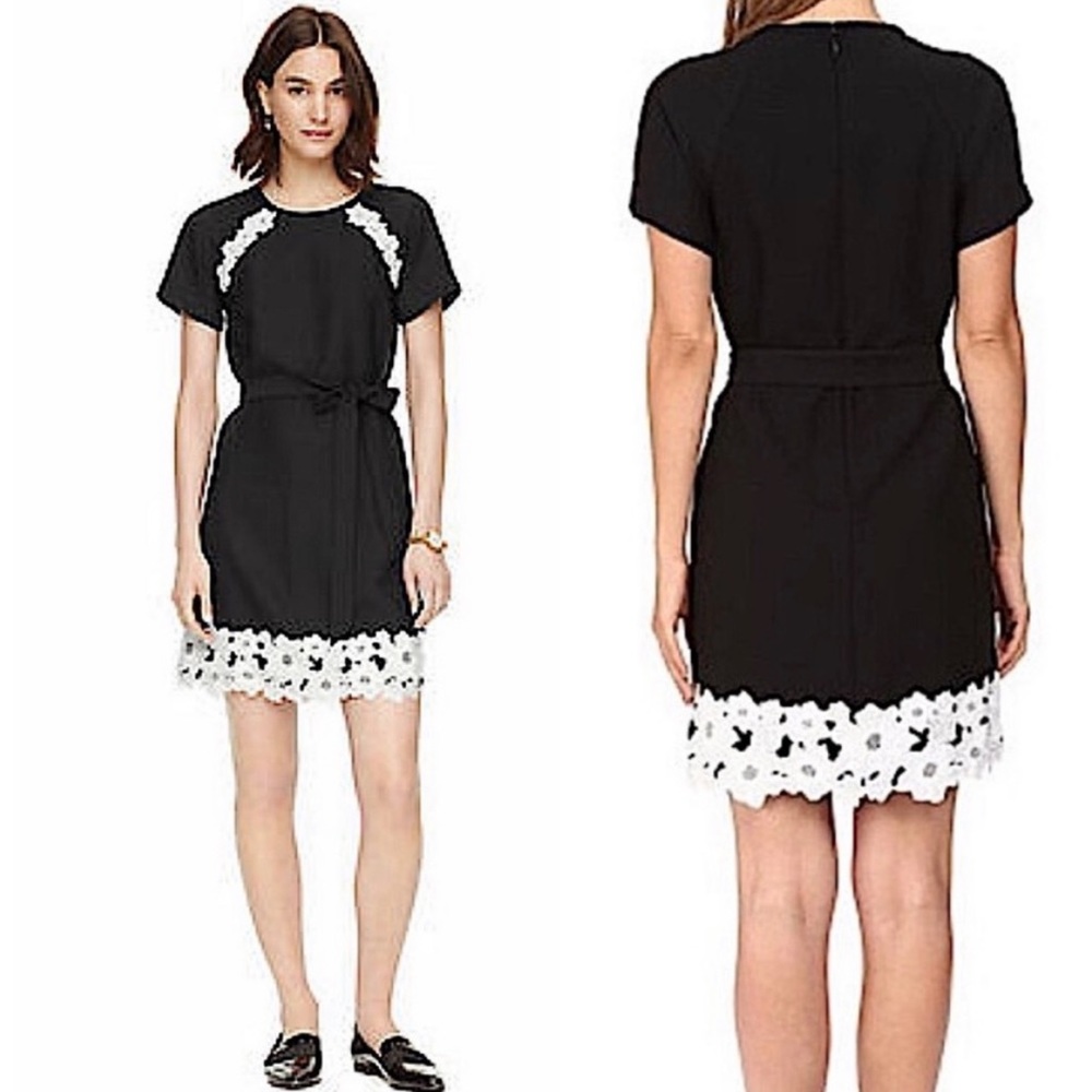 Kate Spade New York Crew Neck Mini Dress Embroidered Accent